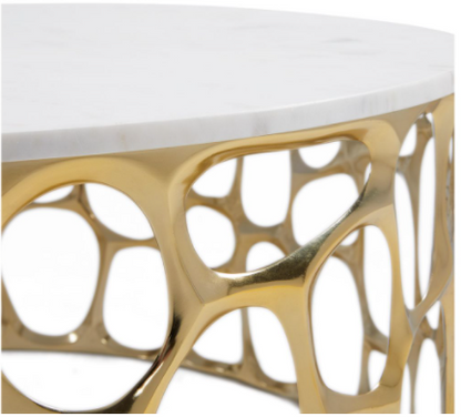 Mario Gold End Table With Marble Top