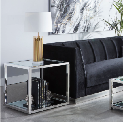 Square Silver End Table