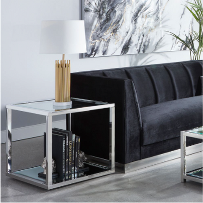 Square Silver End Table