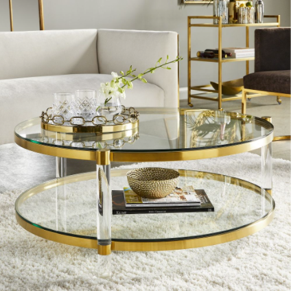 Marlin Brushed Gold Acrylic Coffee Table