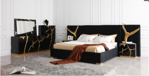 Leather & Gold Bed