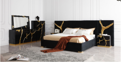 Leather & Gold Bed