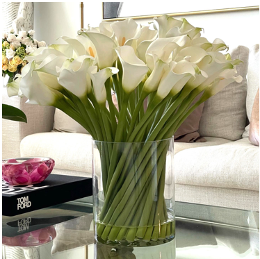 Cala Lilies in 10″ Glass Cylinder