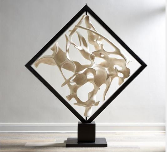Cast Revolving Diamond Sculpture, Faux Bleached