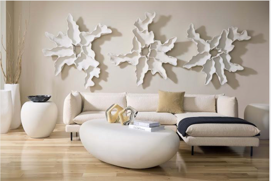 Contour Cast Root Flower Wall Art, White Stone