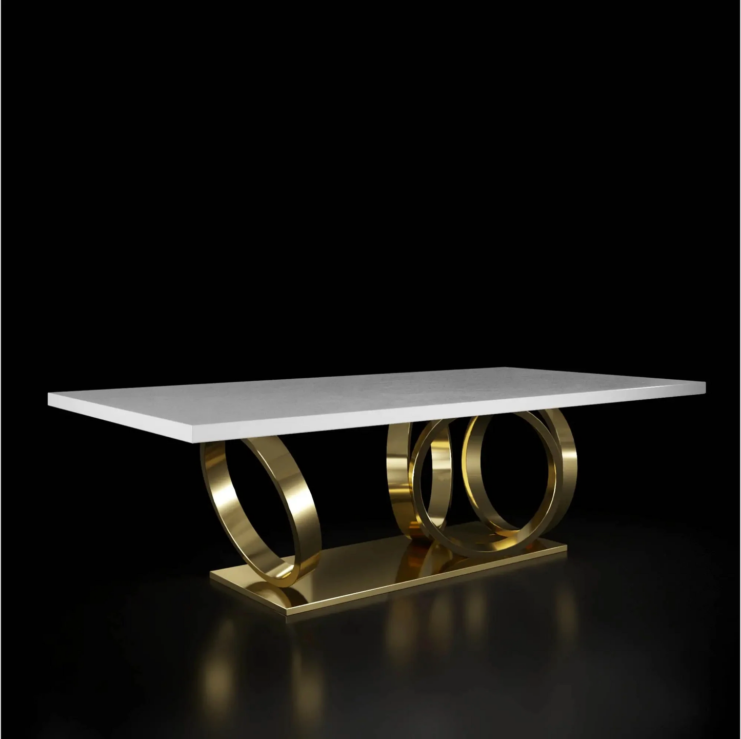 Orbitz White Marble Brushed Gold Dining Table