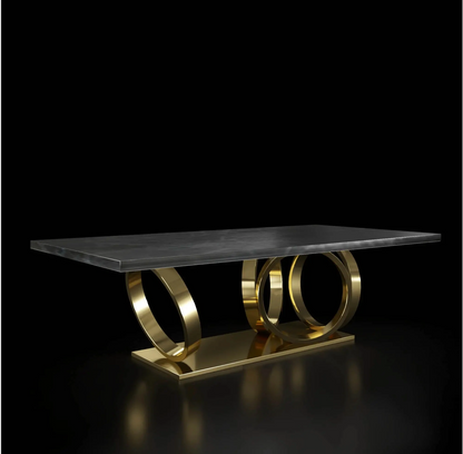 Orbitz Black Marble Brushed Gold Dining Table
