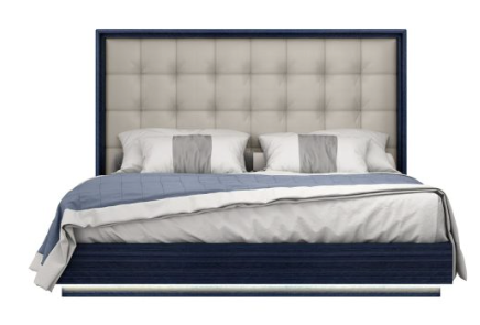 Blue Lacquer, Upholstered Bed