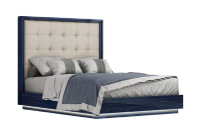 Blue Lacquer, Upholstered Bed