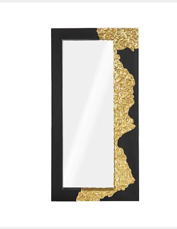 Mercury Mirror, Rectangle, Black, Gold Leaf