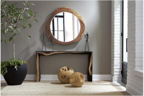 Framed Waterfall Console Table, Natural, Iron