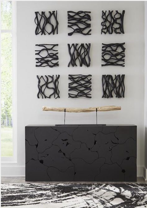 Teak Slice Console, Black
