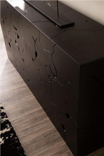 Teak Slice Console, Black
