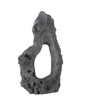 Colossal Cast Stone Sculpture, Single Hole, Charcoal Stone