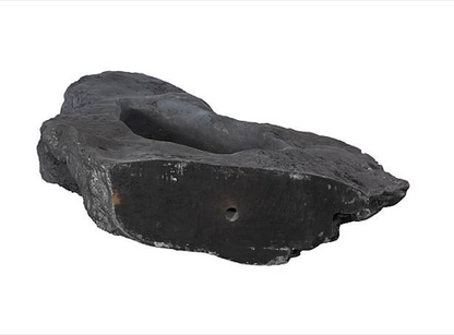 Colossal Cast Stone Sculpture, Single Hole, Charcoal Stone