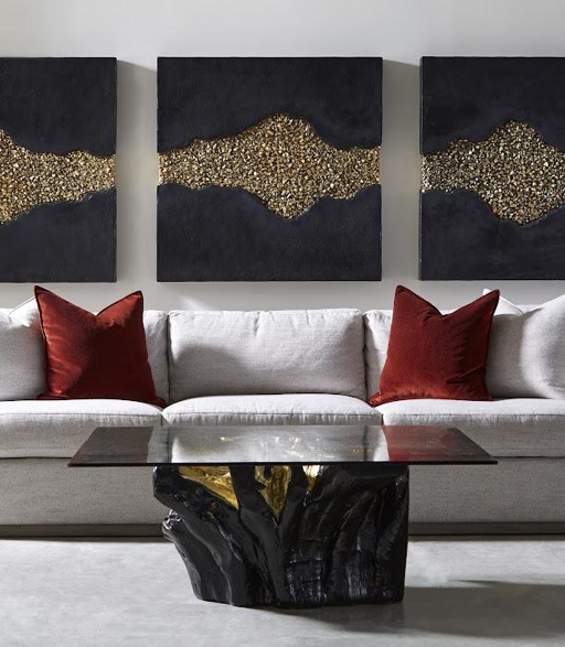 Noir Cast Root Coffee Table, Black, Gold Leaf