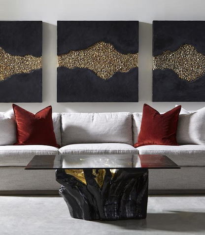 Noir Cast Root Coffee Table, Black, Gold Leaf