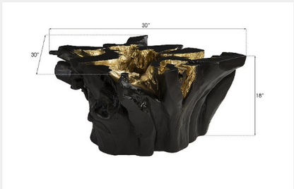 Noir Cast Root Coffee Table, Black, Gold Leaf