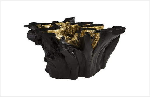 Noir Cast Root Coffee Table, Black, Gold Leaf