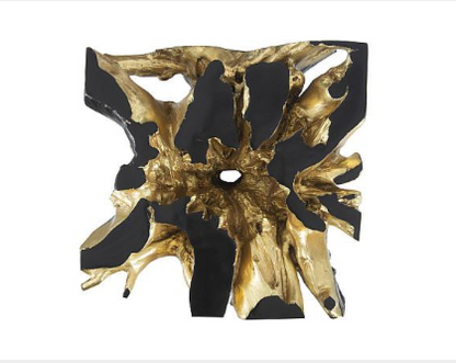 Noir Cast Root Coffee Table, Black, Gold Leaf
