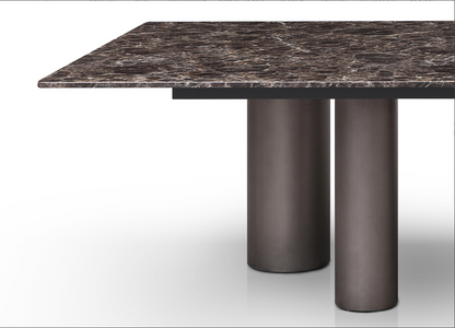 High Gloss Brown Dark Emperador Marble Dining Table