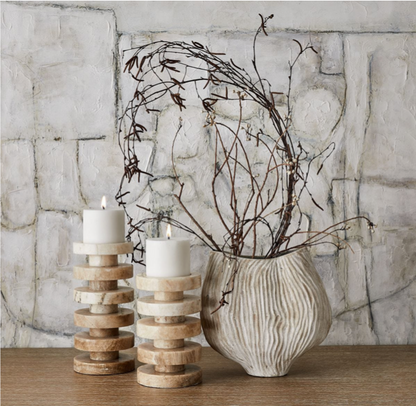 Emora Pillar Candleholders, S/2