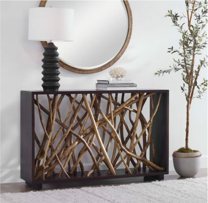 Teak Maze Console Table