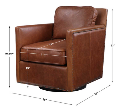 Roosevelt Swivel Chair - Cognac