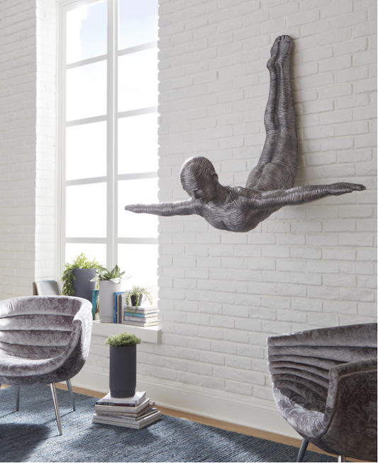 Diving Wall Sculpture, Aluminum, Large