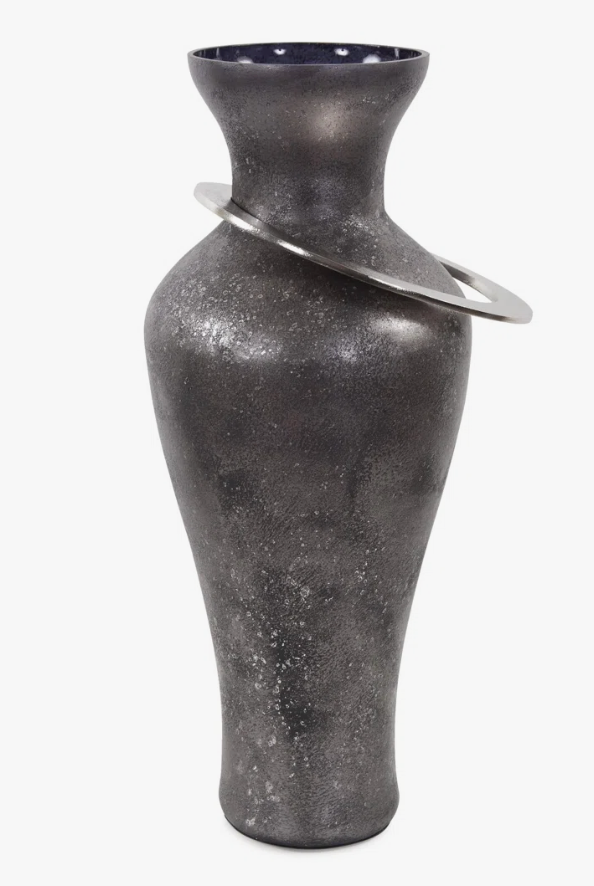 Large Black Lare Glass Vase