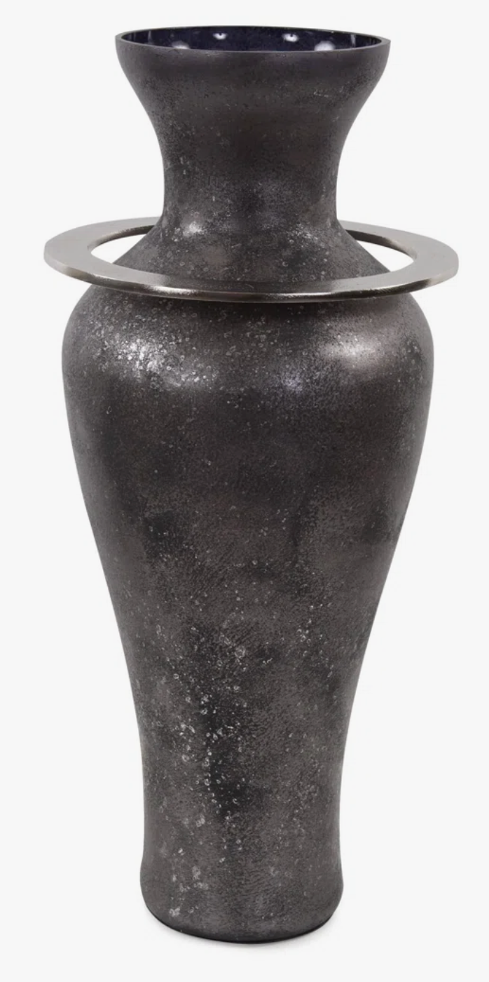 Large Black Lare Glass Vase