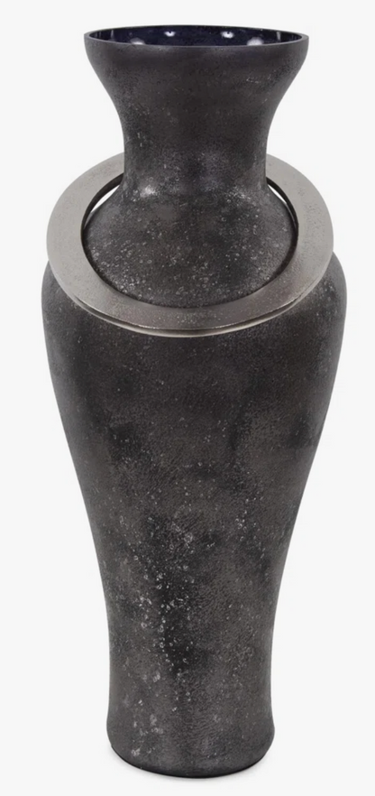 Large Black Lare Glass Vase