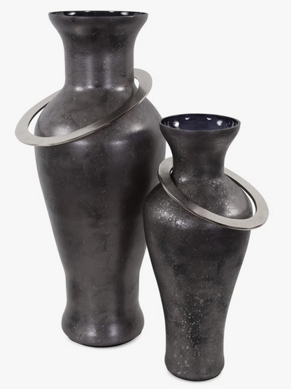 Large Black Lare Glass Vase