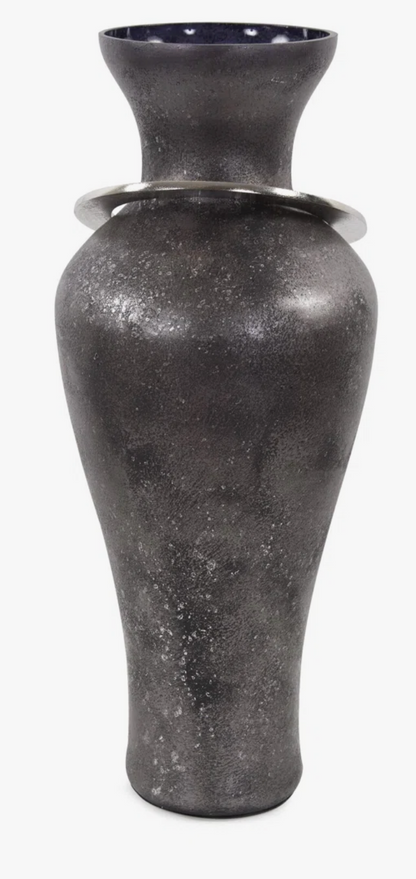 Large Black Lare Glass Vase