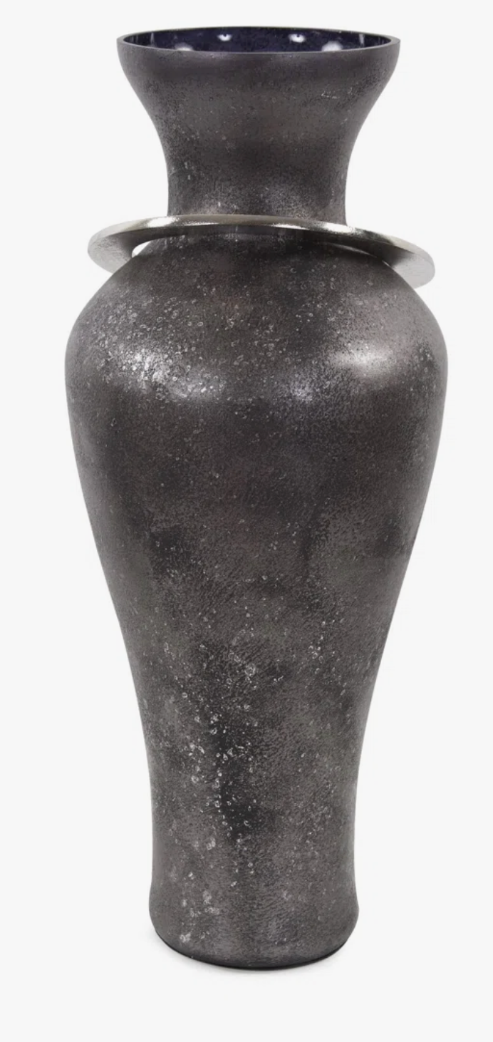 Large Black Lare Glass Vase