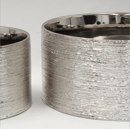 Etched Metallic Silver Pots