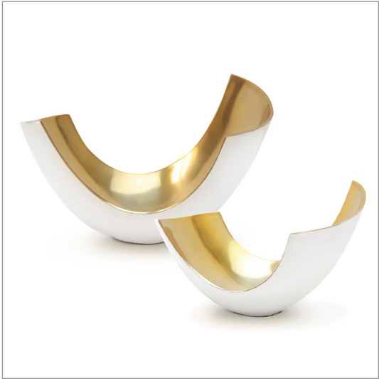 White & Gold Metal Curve Vase