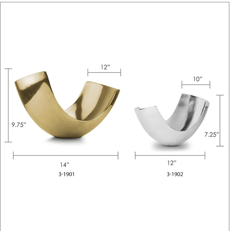 White & Gold Metal Curve Vase
