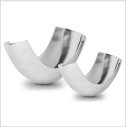 White & Silver Metal Curve Vase