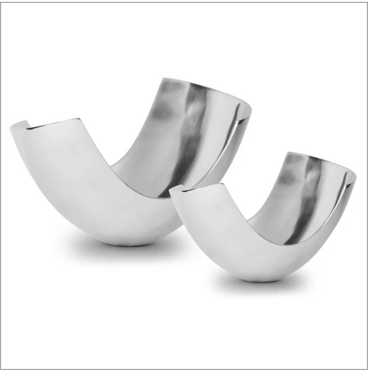 White & Silver Metal Curve Vase