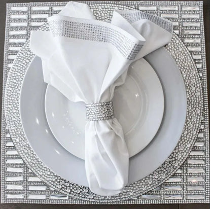 Silver Square Stone & Crystal Placemat
