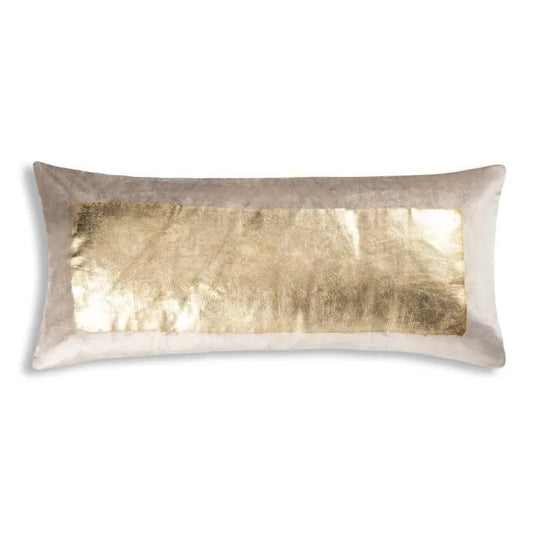 Veronica Beige Gold Foil Lumbar Pillow