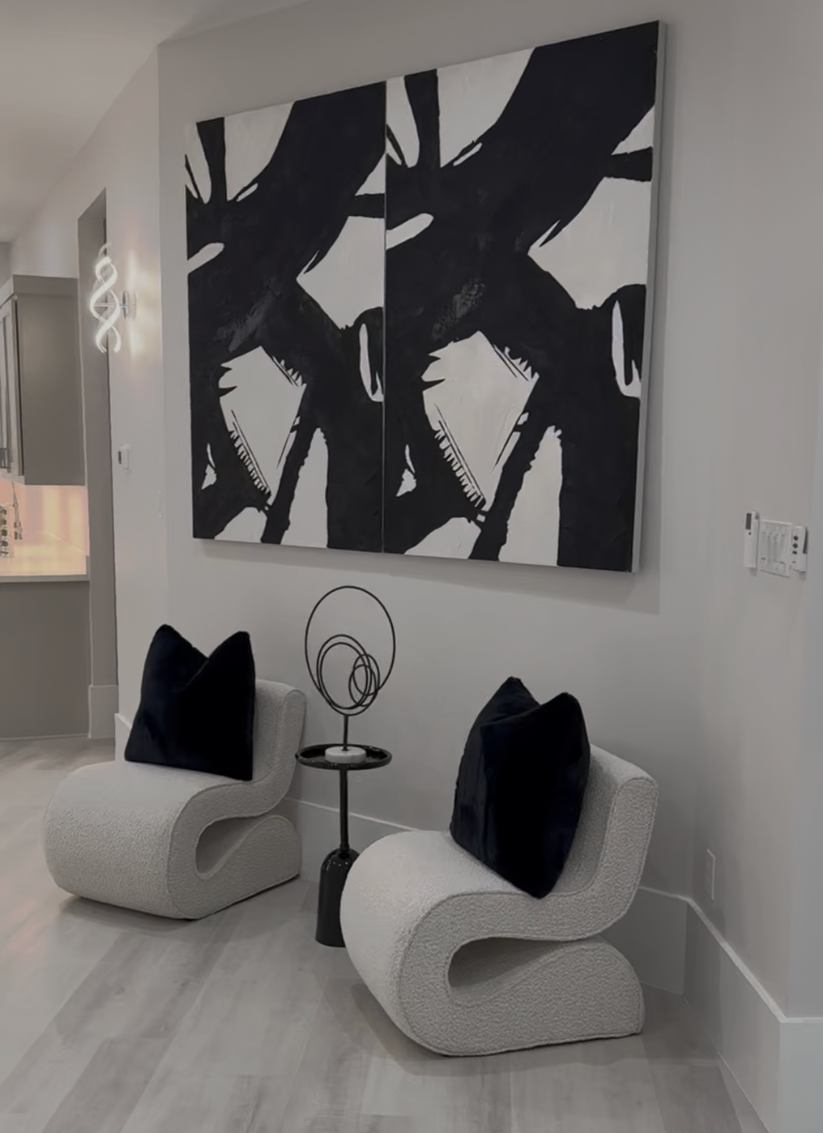 Cream Boucle Upholstered Armless Chair