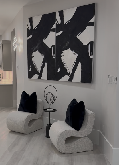 Cream Boucle Upholstered Armless Chair