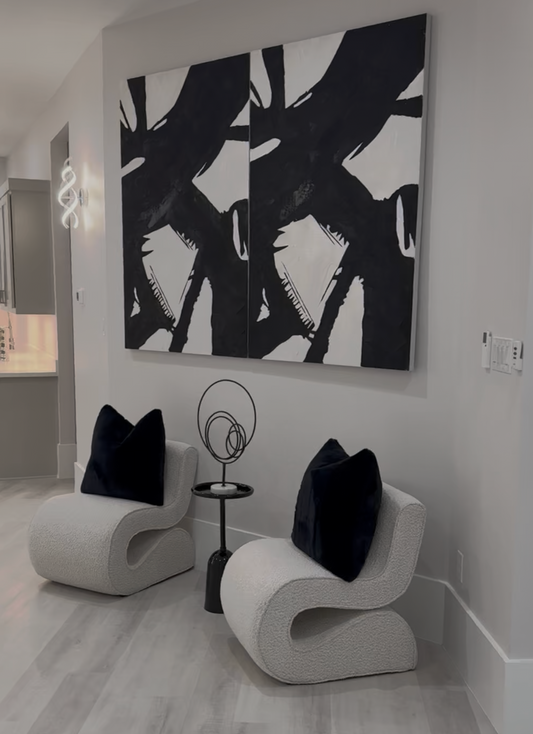 Cream Boucle Upholstered Armless Chair