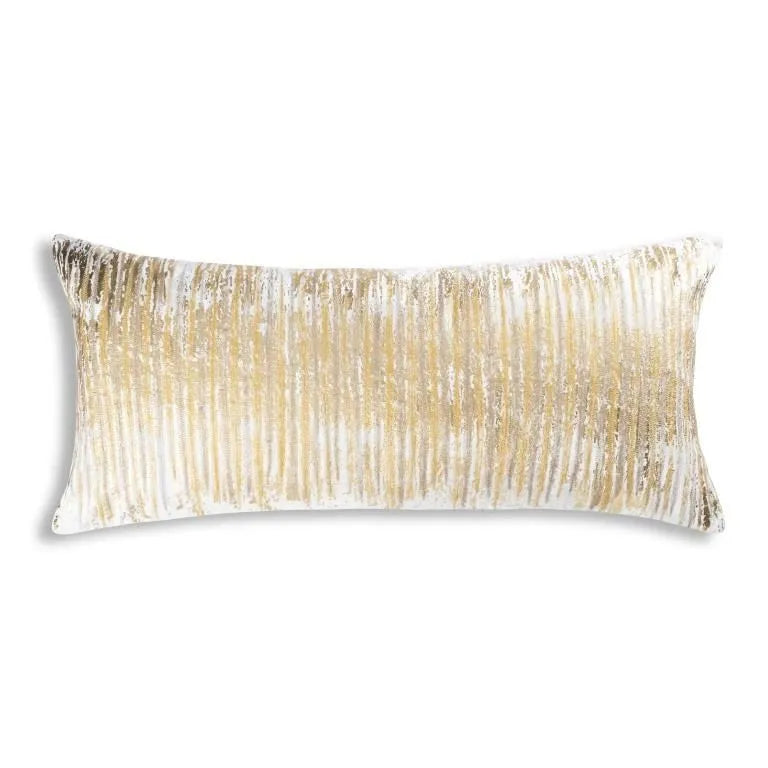 Viola Beige Gold Foil Print Lumbar Pillow