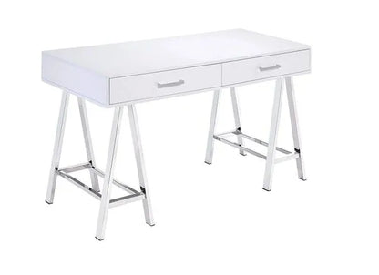 White Desk with Silver Legs