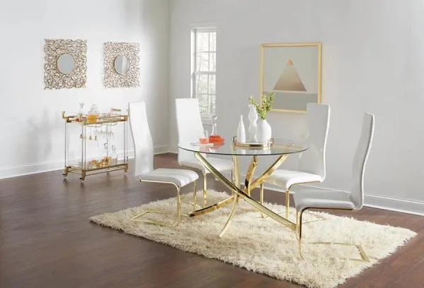 Whitney Gold & Glass Top Dining Set