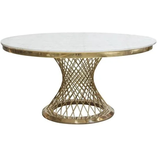 Gold Spiral Marble Dining Table