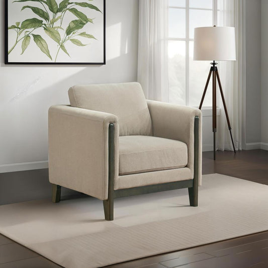 Taupe Upholstered Fabric Accent Chair